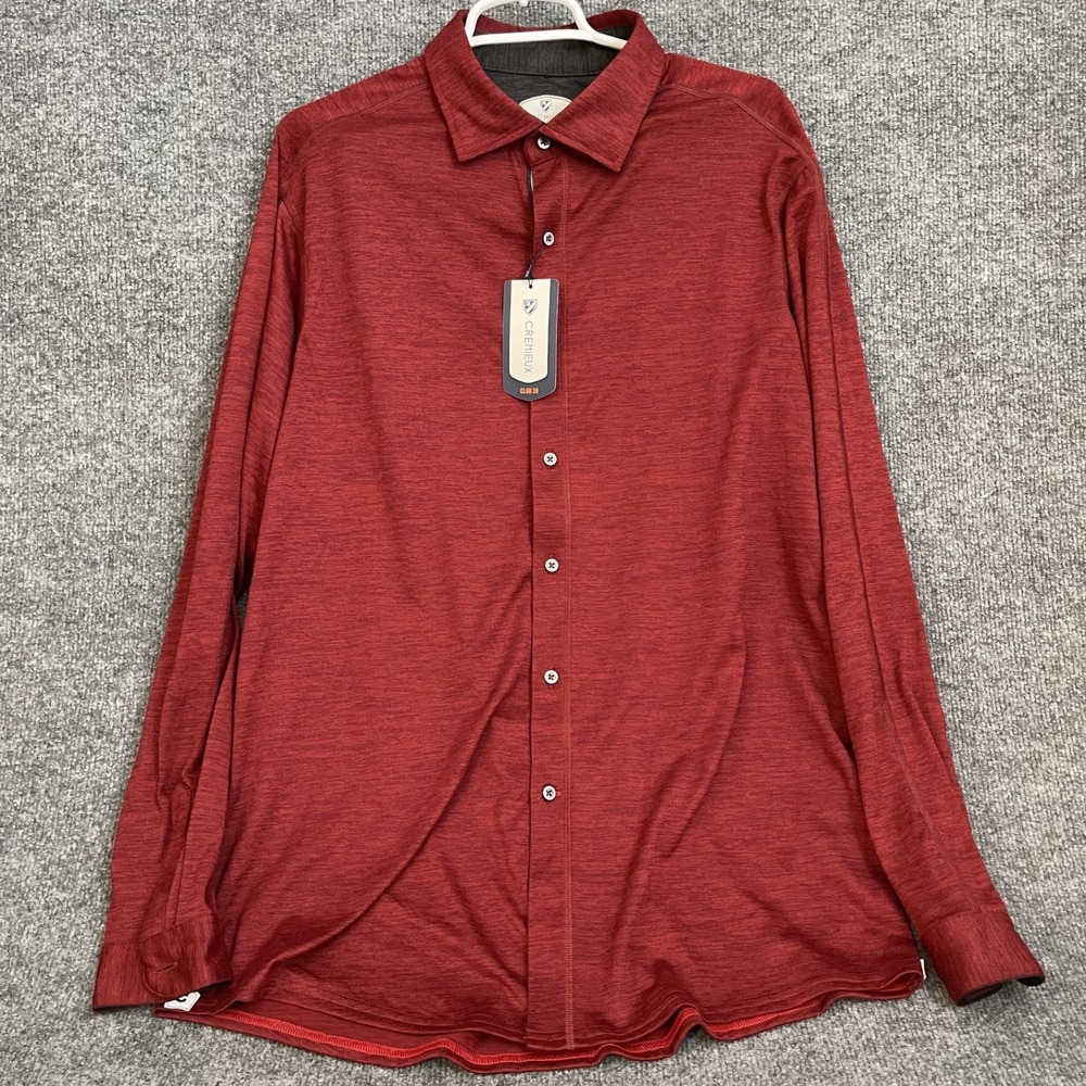 Cremieux Club 38 Shirt Mens XL Red Trail Performance Long Sleeve Button Up NWT